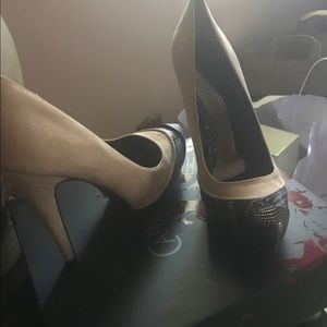 Carlos Santana suede and leather heel with wedge